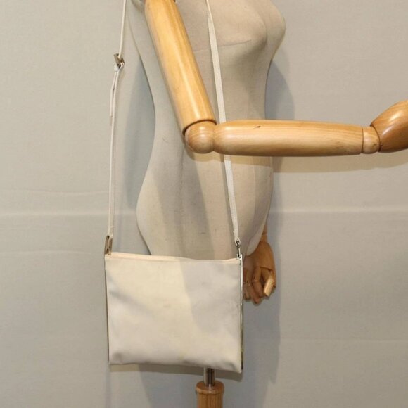 FENDI Shoulder Bag Nylon White Silver Auth - Picture 1 of 16
